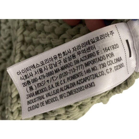 Zara Women Knit Sweater Cardigan Chunky S Small Green flower button 3920/237 NWT - Picture 12 of 16
